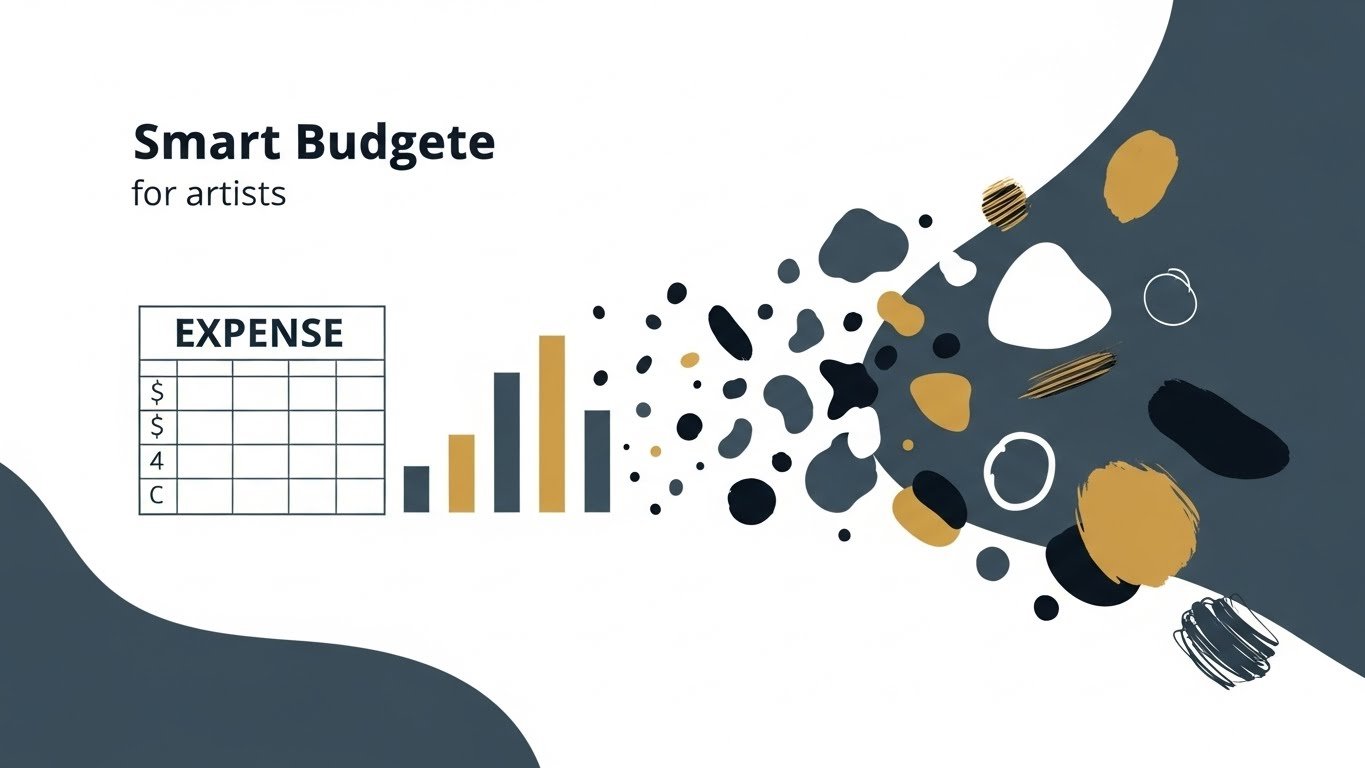 Smart budgeting for artists with expense tracking chart and creative design elements
